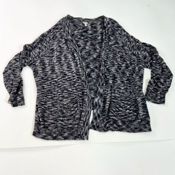 LOGO Lori Goldstein Eyelash Cardigan Womens 4X Open Front Pocketed Ribbed Trim - Picture 1 of 9